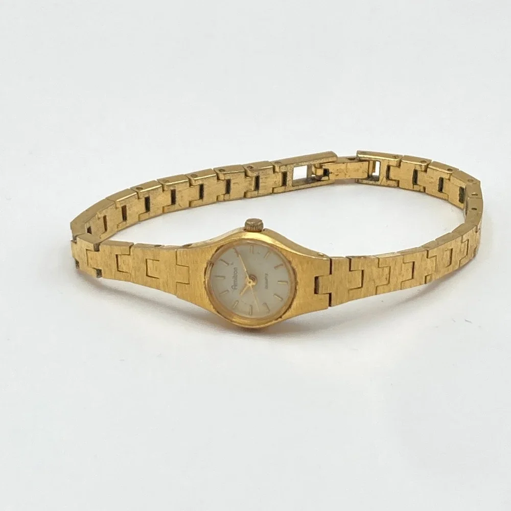 Vintage Armitron Womens Watch 11mm Gold Tone Petite Round New Battery 7